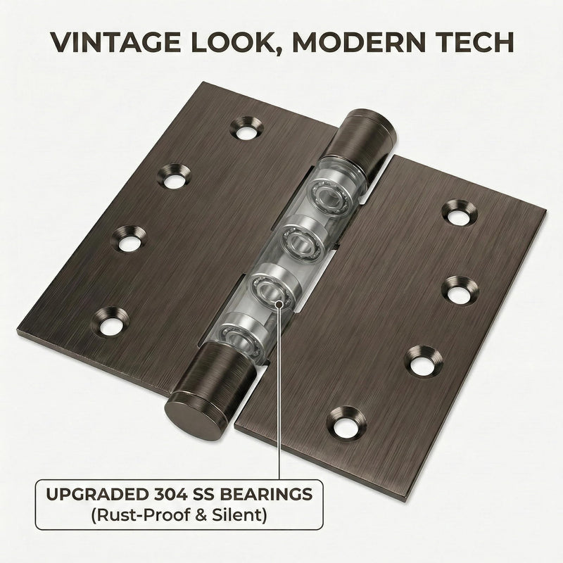 KSDCRMS Red Bronze 4 inch Stainless Steel Door Hinges,Heavy Duty Interior/Exterior Door Hinge,Rust-Proof,304 SS Ball Bearings,Non-Removable Pin (NRP),4" (101mm) x 4" (101mm),SquareCorner,2 Pack 2