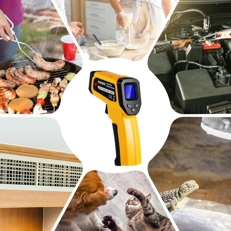 [Australia - AusPower] - 3 Pack Infrared Thermometer Gun -58℉ to 1022℉ Laser Temperature Gun Includes 1 Pack Digital Infrared Thermometer Gun (-50℃ to 550℃) and 2 Pack Cat Balls Toys for Griddle,Grill, Oven, and A/c 