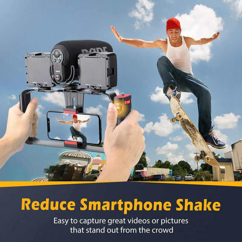 [Australia - AusPower] - Zeadio Smartphone Video Cage Rig, Filmmaking Vlogging Case, Phone Stabilizer Tripod Mount with Wireless Remote Shutter Fits for All iPhone and Android Smartphones 