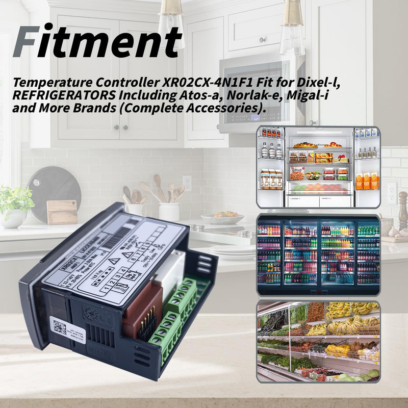[Australia - AusPower] - XR02CX-4N1F1 Temperature Control with Temperature Sensor Probes 120V/Digital Thermostat Controller Off Cycle Defrost for Refrigerators-Freezers-Heating Appliances 