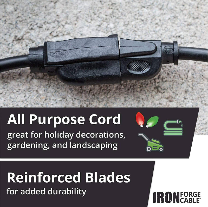 [Australia - AusPower] - Iron Forge Cable 6 Ft Black Extension Cord, 16/3, 6 Foot Extension Cord, 3 Prong, Weatherproof - Great for Outside Use 6FT 
