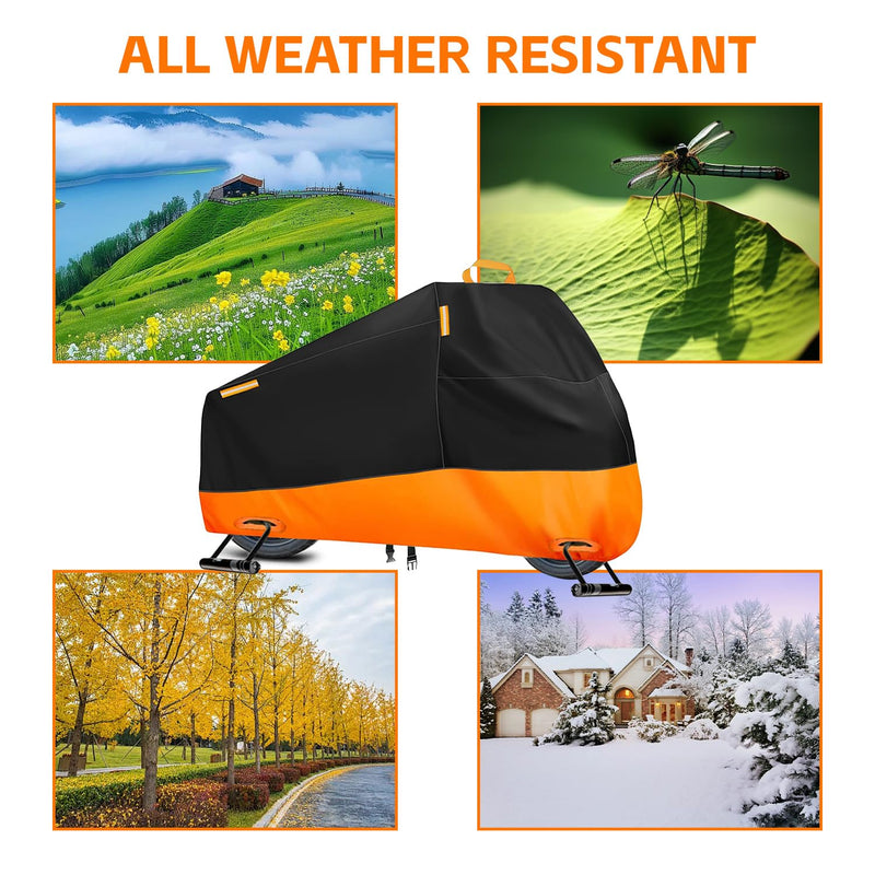 [Australia - AusPower] - Motorcycle Cover Waterproof Outdoor, Heavy Duty Motocycle Vehicle Cover Fit up to 96.5", All Season Protection Cover with Top Handle & Reflective Strips, XXL Powersports Vehicle Cover 