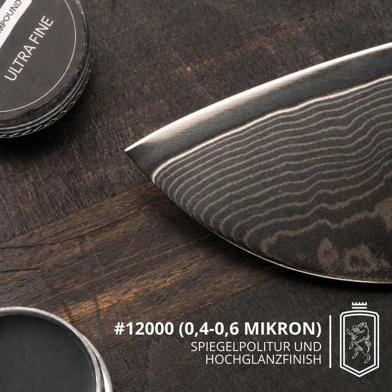 Bacher 12000 Scraper Paste Black for Knives & Strops - 100 g | Weich ohne Hitze | Schleifpaste Messer, Polierpaste Lederscheibe | ultrafein 0,4-0,6 µm | ca. 50-100 Anwendungen | Applikator
