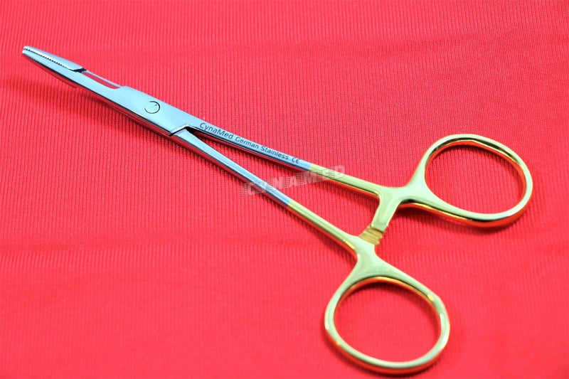 [Australia - AusPower] - Dental Instrument Olsen Hegar Needle Holder Premium German with Gold Rings Serrated 6.5" 16.5cm 1 Piece Cynamed 
