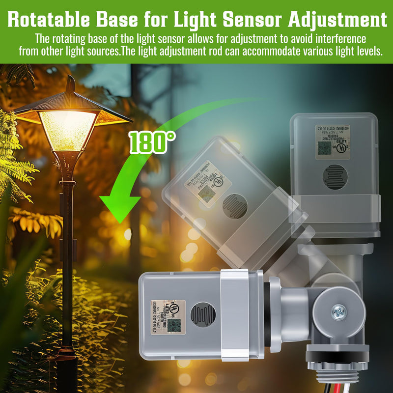 [Australia - AusPower] - 4 Pack Photocell Sensor for Outdoor Lights, 120VAC 50/60 Hz Photocell IP54 Waterproof, Swivel Mount Photocell, Dusk to Dawn Sensor Photoelectric Switch for Back Yard Lightening 