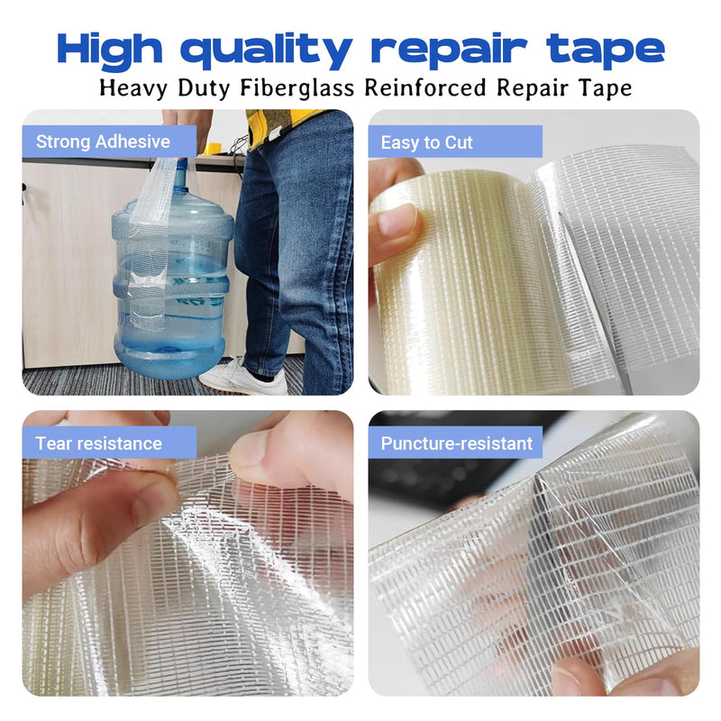 5 in x 39FT RV Awning Repair Tape Kit – Heavy Duty Waterproof Tear Repair Patch for Tarp, Canvas, Tent, Fabric, Canopy, Boat Covers, Sail – Clear Reinforced Fiberglass Repair Tape 5IN×39FT