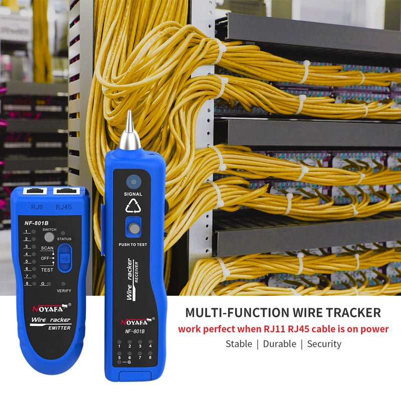 [Australia - AusPower] - NOYAFA Network Cable Tester, RJ11 RJ45 Network Tester for Telephone, Ethernet, Video, Tone Generator, Metal, Ethernet Cable Tester Cable Toner with Earphone Flashlight NF-801B 