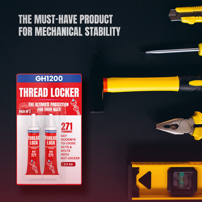 [Australia - AusPower] - 2 x 6g Thread Locker 271 Medium Strength Removeable Red Locktight Thread Locker for Nuts, Bolts, Fasteners and Metals. Lock Tight Threadlocker with Stable and Consistent Performance 1 