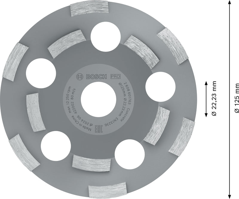 Bosch 2608602553 Diamond Grinding Head Expert for Abrasive 125 x 22.23 x 4.5 mm, Black