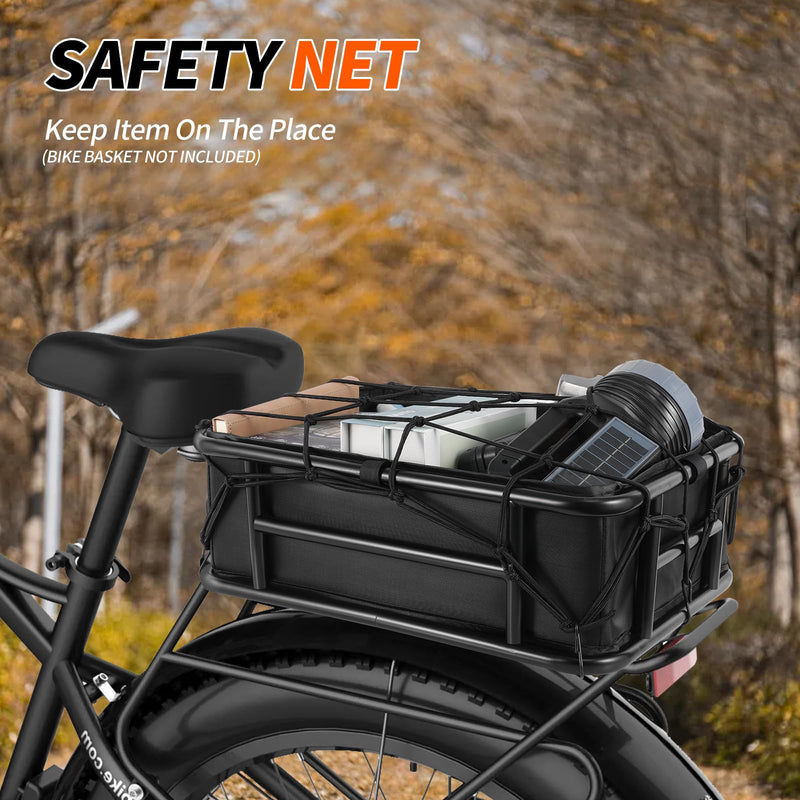 [Australia - AusPower] - DIRZA Bike Basket Liner with Waterproof Cover and Cargo Net, Heavy Duty Thickened Oxford Cloth Black Basket for Rear Bike Rack 16.5" x 11.6" x 5.5" 