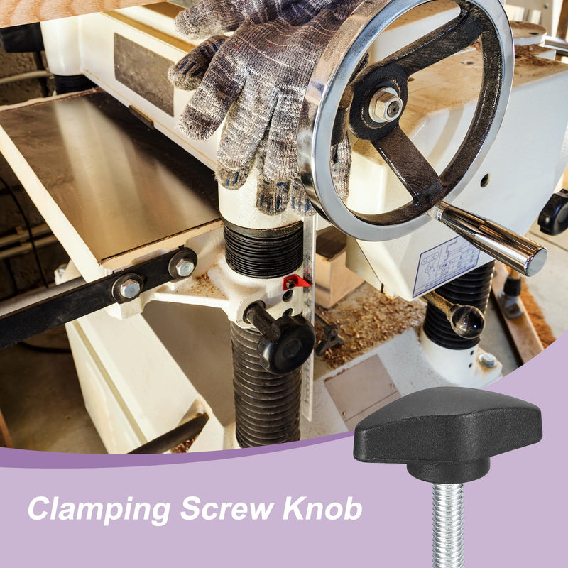 [Australia - AusPower] - uxcell 5Pcs Tee Wing Knobs Thumb Screws, M6 x 25mm Clamping Screw Knob Male Thread Carbon Steel T Shaped Thumb Screws Handle 36mm Dia. for Hand Tightening Knob Replacement, Black 