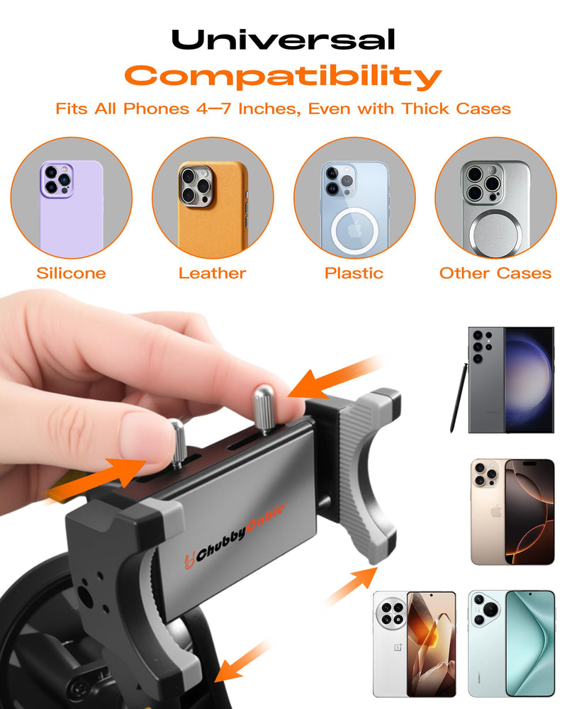 [Australia - AusPower] - chubbycable ChubbyGrip Pro Dash Mount Premium Metal Knobs Phone Holders for Your Car 360° Rotation Suction Cup Phone Mount for Windshield, Clamp, Orange ChubbyGrip Pro (Clamp)-Orange 