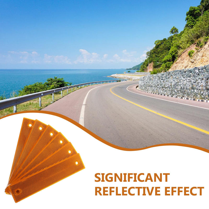 CALLARON 6pcs Reflective Sign Post, Road Pavement Markers, Night Safety Reflective Panels, Acrylic Orange Road Reflectors for Snow Plow, Construction, Driveway Edge, Parking 7. 07 X 1. 57 Inch