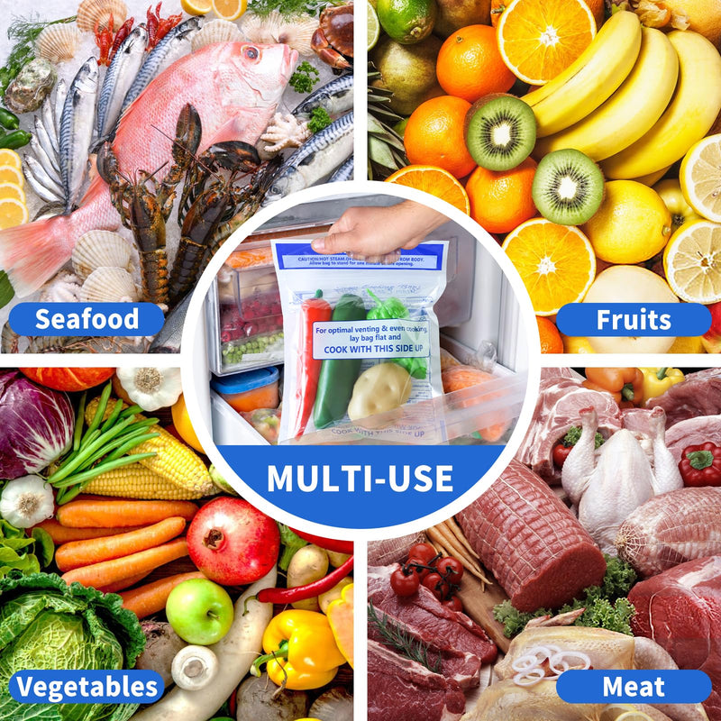 100 Pcs Microwave Steamer Bags 7.9 X 8.6 Inch Zipper Steam Cooking Bags Reusable Microwave Cooking Bag for Vegetables Potatoes and Meat (100) 100