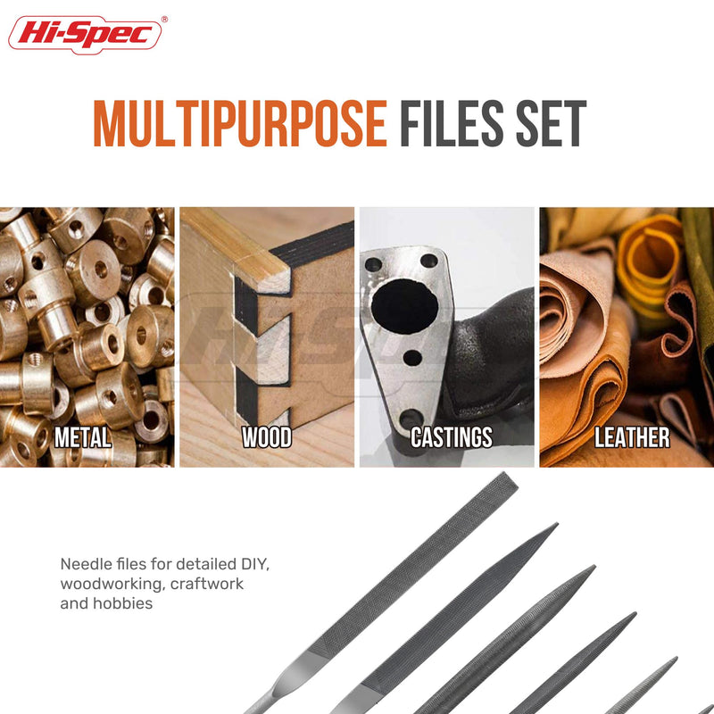[Australia - AusPower] - Hi-Spec 6pc Metal Small Needle Hand File Tool Set Kit. Fine Micro Steel Files. Flat, Half, Round & Triangle for Crafts, Metal & Wood Work. 6 Pieces 