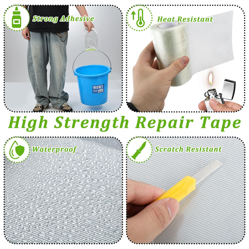 5Inch × 70FT RV Awning Repair Tape with Scissors, Outdoor Heavy Duty Repair Tape for Tarp, Tent, Boat Cover, Canvas, Sail Tape, Waterproof, UVproof and Heat-resistant Tear Repair Pctch Kit (2) 2