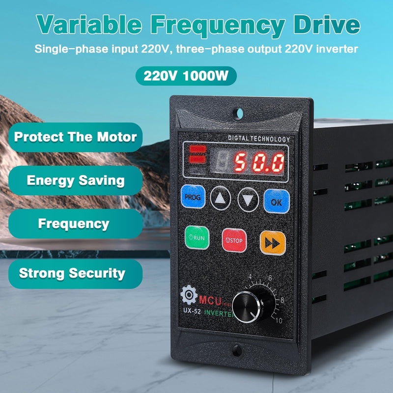 [Australia - AusPower] - DEWIN Frequency Converter, VFD Frequency Converter 230 V 1 Phase Input 3 Phase Output VFD Speed Controller for Motor Speed Control 1100 W AC 220 V AC220V 1100W 