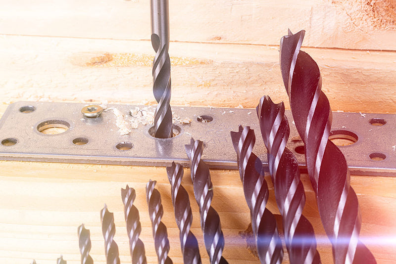NordWolf 7-Piece 12" Extra Long Brad Point Wood Drill Bit Set, Double Lands & Double Flutes Design for Cutting Wood, PVC, Resin, MDF and Drywall, SAE Sizes 1/8" to 1/2" 1/8" to 1/2" (7 Pcs)