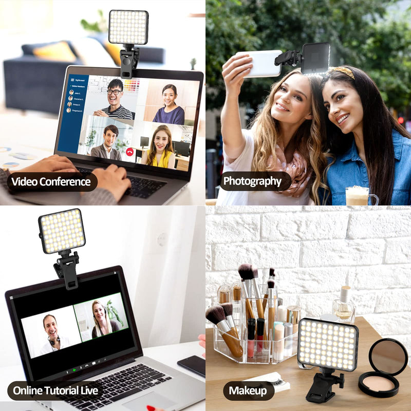 [Australia - AusPower] - Rechargeable Selfie Light & Phone Light Clip for iPhone - Phone LED Light with Adjustable Brightness, Perfect for Selfies, Makeup, TikTok, Live Streaming & Video Conferencing Black 