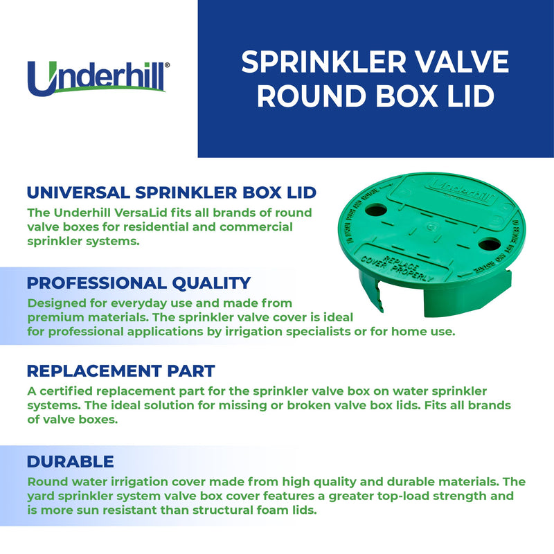 [Australia - AusPower] - Underhill Sprinkler Valve Round Box Lid, VersaLid 6 Inch to 7 Inch Universal Cover for Automatic Irrigation System, Green, VL-6 Green - 1 Pack 