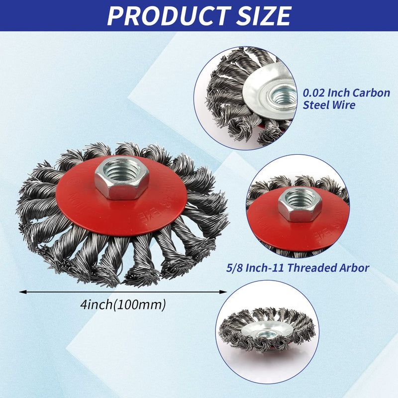 [Australia - AusPower] - 3 Pack Wire Wheel Brush for Angle Grinder, 4 Inch Angle Grinder Wire Wheel, Wire Wheels for 4 1/2 Angle Grinder -5/8 Inch Threaded Arbor ,0.02 Inch Carbon Steel Wire Brush for Angle Grinder 3 Pack Wire Wheel Cup 