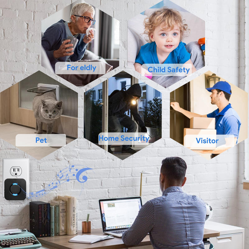 [Australia - AusPower] - Wireless Motion Sensor LED Light - Motion Detector Alarm Chimes Door Sensor with 500 FT Range Security Alert Monitor System for Home, Business, Store, Office, School A 1 Receiver+1 Sensors 