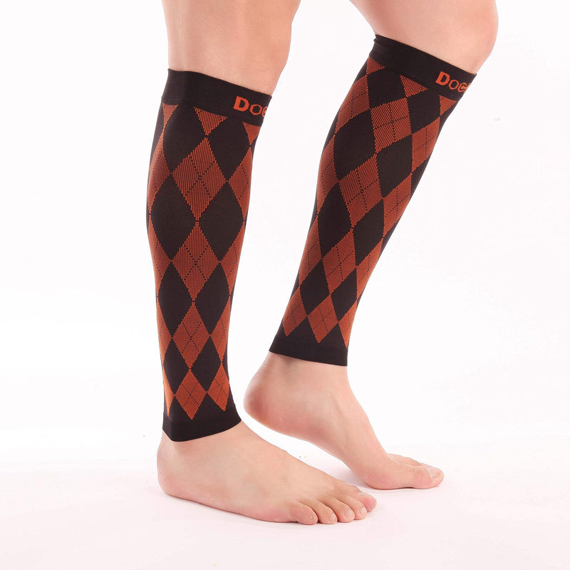 [Australia - AusPower] - Doc Miller Compression Calf Sleeve for Men & Women, 20-30mmHg Support for Running, Calf Tear, Knee High, 1 Pair Orange. Black Small 
