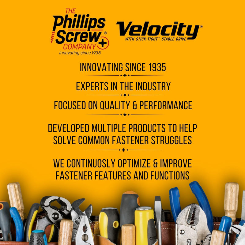 [Australia - AusPower] - Velocity Interior Wood Screw DIY Pack – 200 Furniture Wood Screws, Carbon Steel Screws Wood Zinc Plating, Stick-Tight Technology Screws for Wood Working, Self Tapping Screws (Size #6x1 1/2, 200 Pcs) #6 x 1-1/2" Small Pack 
