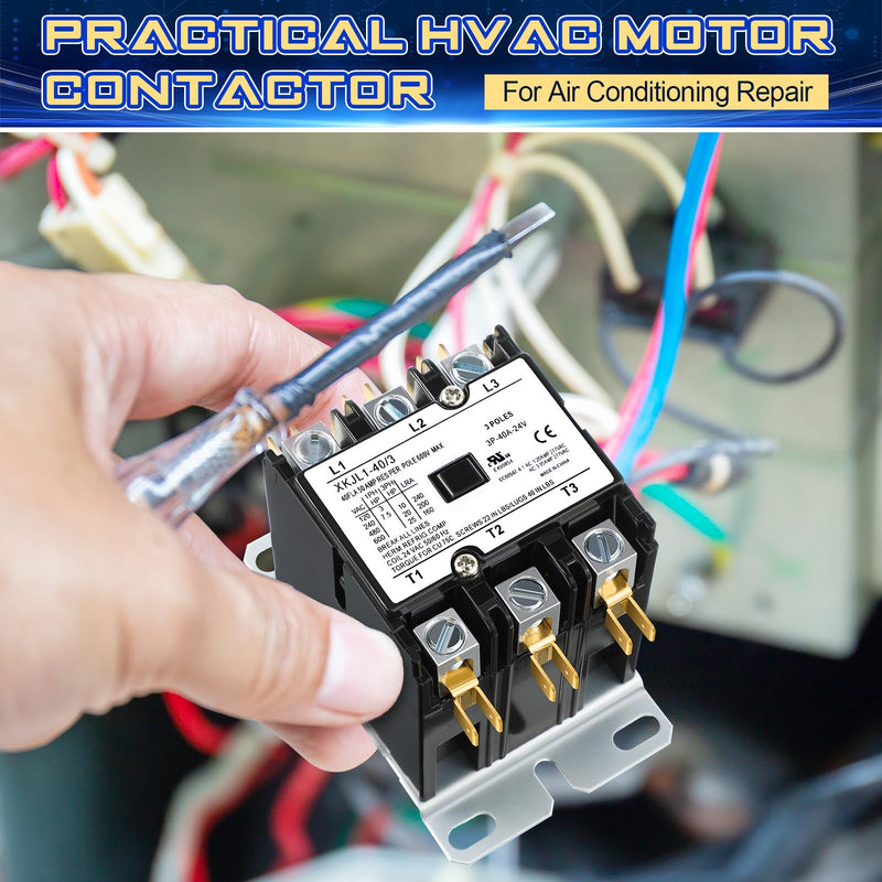 [Australia - AusPower] - Dreyoo Carrier HVAC Motor Contactor, 3 Pole 40Amp Air Conditioner Condenser Compressor Replacement Relays Compatible with C230B, Air Conditioner, Heat Pump, Refrigeration Systems (24V) 24.0 Volts 