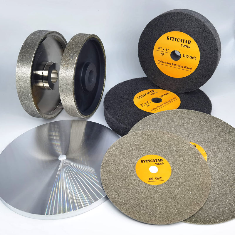 Deburring Wheel, Nylon Fiber Polishing Wheels, Abrasive Silicon Carbide Bench Buffing Grinder Wheel, Dia 8" x 1" Thickness x 5/8" Arbor, 180 Grit, 9P 8" x 1" x 5/8"