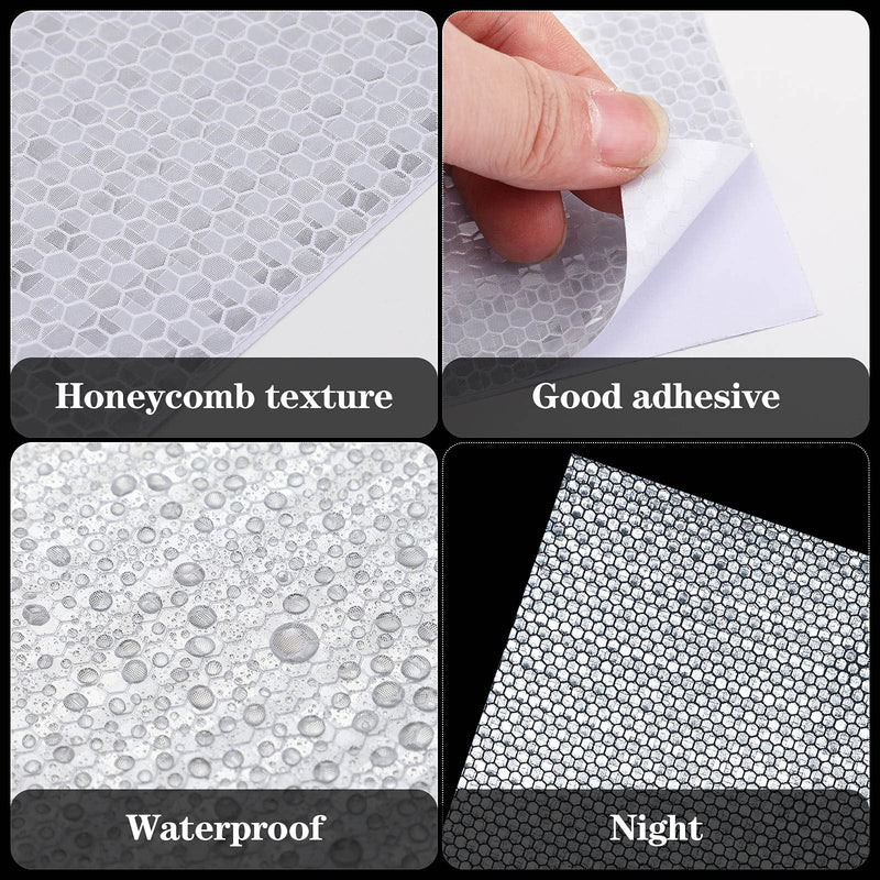Zonon 7 Sheets 8.86'' x 11.42'' Adhesive Reflective Stickers Flexible Waterproof Warning Reflective Tape Night Lighting Safe Stickers for Car Truck Trailer Motorcycle Bicycle Mailbox Silver