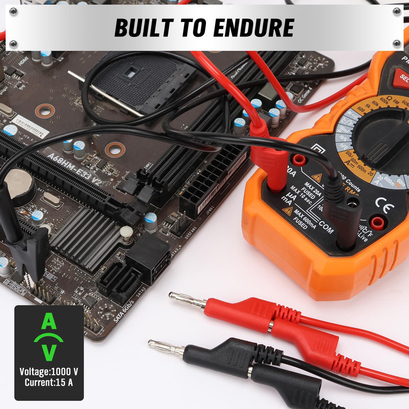 [Australia - AusPower] - SWANLAKE 2-Piece Dual-Ended Banana Plug Test Leads, 1000V 15A 3.5ft/1M Multimeter Electrical 4mm Banana-Plug, Flexible Copper Banana Cable, Electrical Test Wires 