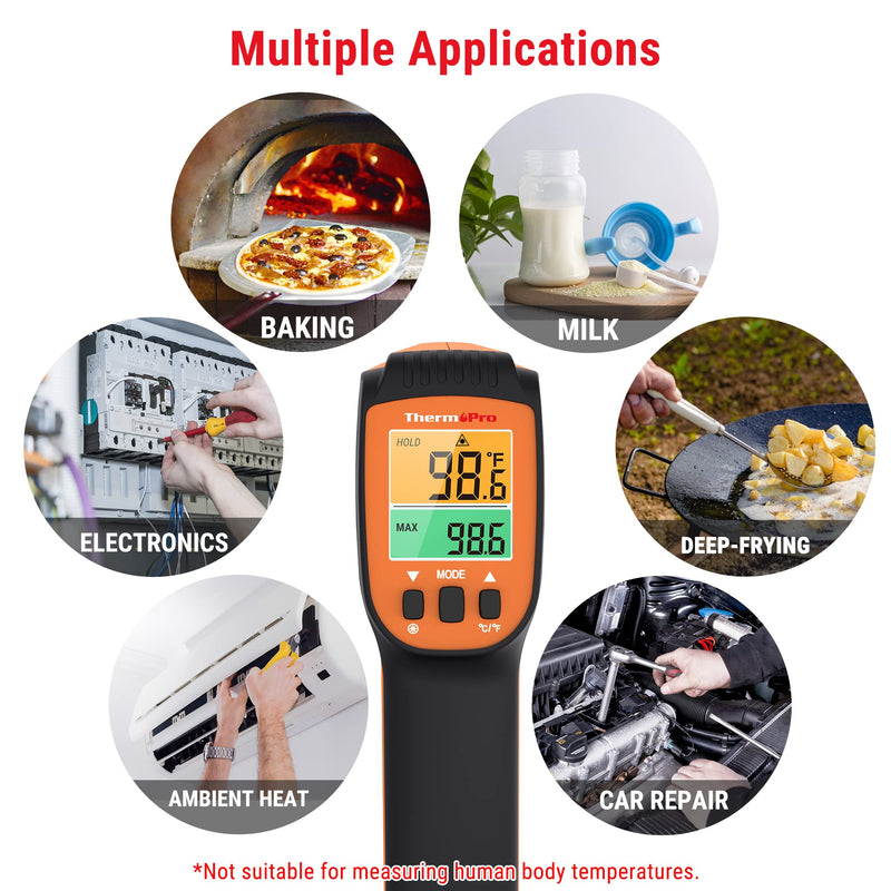 [Australia - AusPower] - ThermoPro TP450 Dual Laser Temperature Gun for Cooking, Digital Infrared Thermometer Plus Instant Read Meat Thermometer Digital - TempPro ±0.9°F Pro-acurite Waterproof Food Thermometer for Cooking 