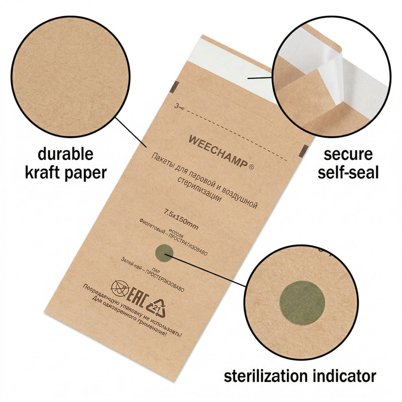 Pack of 50 Sterilisation Bags, Dental Tool, Self-Sealing Bag, Nail Art Cleaning Bag, Disposable Tools for Sterilisers, Autoclaves, 75 x 150 mm