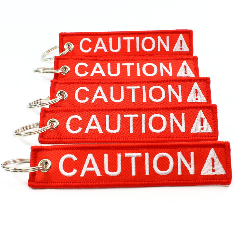 [Australia - AusPower] - CAUTION Key Chain SAFETY Tag Red White SIZE: 1in by 5in QTY: 5 pack - by Rotary13B1 