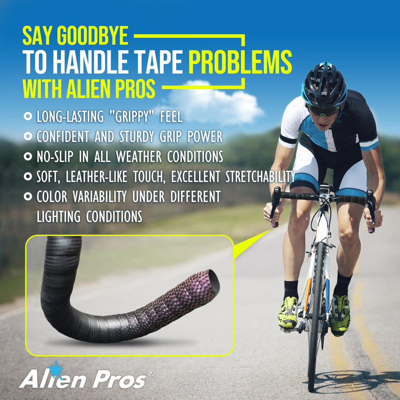 ALIEN PROS Set of 4 Black & Purple Chameleon Bike Handlebar Tape - Elevate Your Ride with Stylish, Comfortable, and Color-Shifting PU Tape for Enhanced Grip with These Bicycle Handle bar Tape