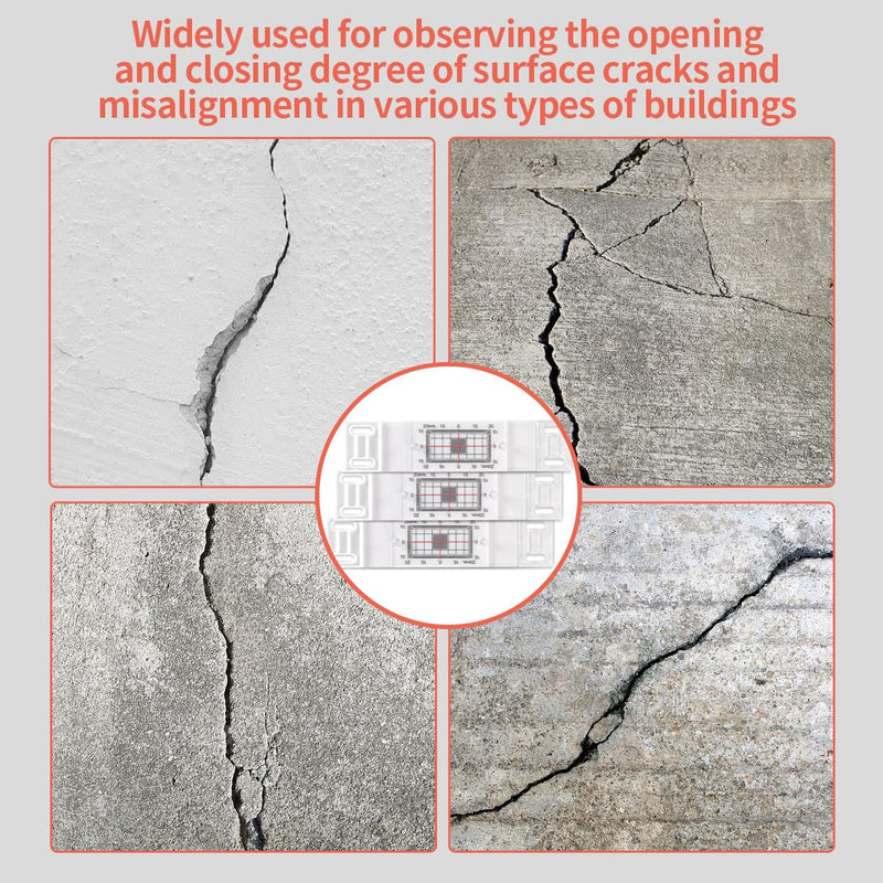 [Australia - AusPower] - Crack Monitor with 2 Pre-Set Pegs, Tell-Tale Wall Deformation Measurement & Recording Tool(5 pcs) 5 