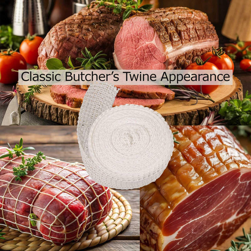 The Sausage Maker® 50ft Meat Netting Roll Size 14, Elastic Butchers Twine Cooking String Food Net for Salami, Pork Loin, Bresaola, Capicola, USA Made, BPA Free Stretchable Poly-Cotton Mesh, 4" Dia Size 14 - 4" Dia.