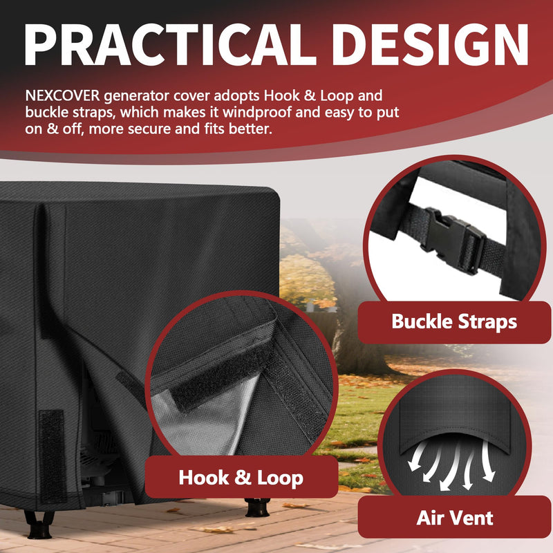 [Australia - AusPower] - NEXCOVER Waterproof Universal Generator Cover - Weather/UV Resistant Cover 26 x 20 x 20 inch, for Most Portable Generators 3000-5000 Watt, Black S: 26 x 20 x 20 inch 