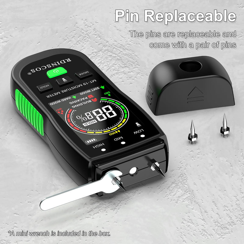[Australia - AusPower] - Wood Moisture Meter, Firewood Moisture Tester, Drywall Moisture Detector Professional Moisture Content Meter Lumber Logs Concrete Floors Carpet Ceiling Building Material Hardwood Black 