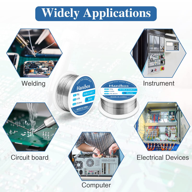 Solder 0.8 mm 30 g, Solder Wire with Flux Sn99.3 Cu0.7 | Solder with Rosin Core Electronic Solder Wire for Electric Soldering Repair 30g-0.8mm