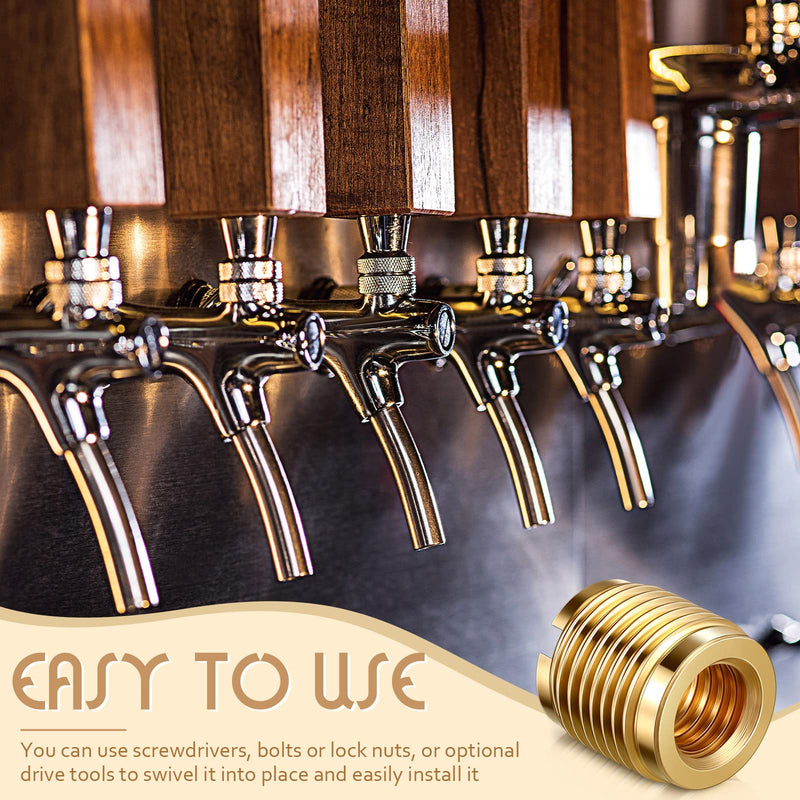 [Australia - AusPower] - 10 Pieces Brass Threaded Inserts 3/8-16 Internal Threads Dual Threaded Inserts for Wood 0.625 Inch Long, Knife Threads for Wooden Tap Handle Beer Tap Handle Insert Homebrew Hardware 