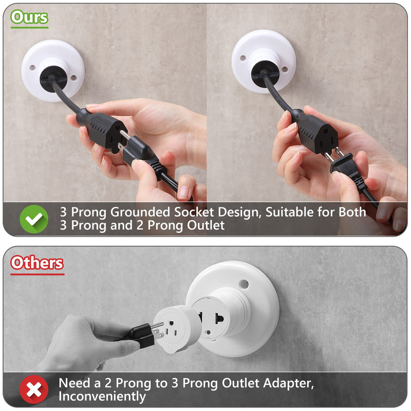 [Australia - AusPower] - Feekoon 3 Outlet Light Socket Adapter, Convert E26/E27 Bulb Socket to 3 Prong Outlet with Extension Cord, Flexible Light Socket Converter Suitable for Indoor Outdoor Porch Garage Patio Use (Black) Black 