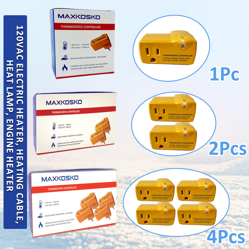[Australia - AusPower] - MAXKOSKO 2 PCS Freeze Thermostatically Controlled Outlet，Automatically Turn On Below 38 °F and Off Over 50 °F 