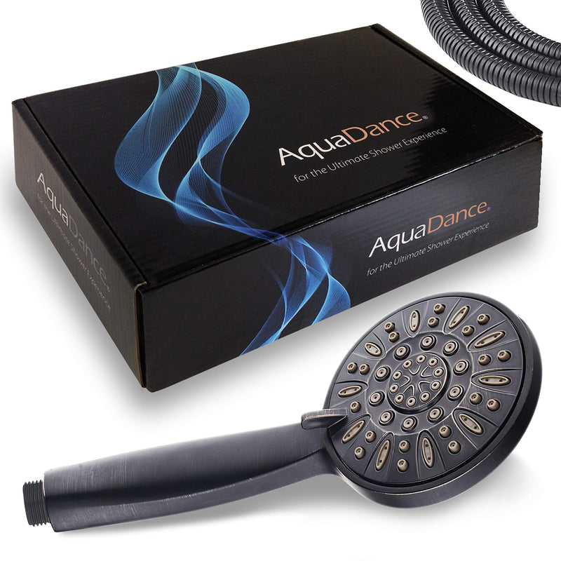 AquaDance High Pressure 6-Setting Oil Rubbed Bronze 4" Handheld Shower with Hose for the Ultimate Shower Experience! Officially Independently Tested to Meet Strict US Quality & Performance Standards 2.5 Gallons Per Minute