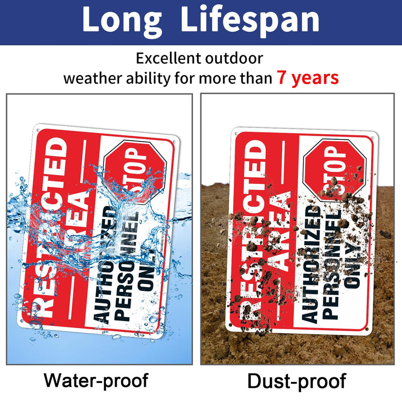 [Australia - AusPower] - (6 Pack) Restricted Area Sign Authorized Personnel Only, Do Not Enter Sign, 10 x 7 Inches .40 Rust Free Aluminum, UV Protected, Weather Resistant, Waterproof, Durable Ink，Easy to Mount 