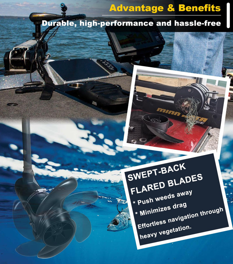 MKP-38 Weedless Wedge 2 Prop For Minn Kota 112 lb Thrust 4-1/2" Motors, 1865023, 2341160, 1378160 Trolling Motor Prop for Minn Kota Ulterra, Fortrex, Terrova, Riptide, Ultrex 112