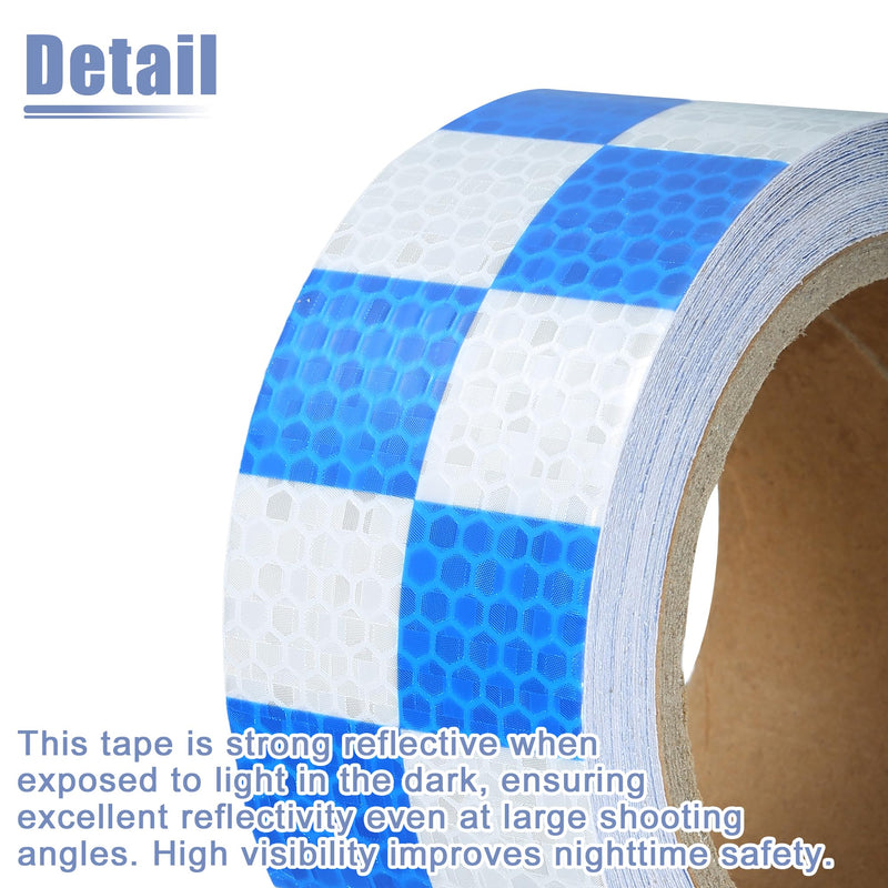 ACROPIX 5cmx10m Blue and White Checkered Car Reflective Stickers Reflective Tape Safety Warning Reflective Protector