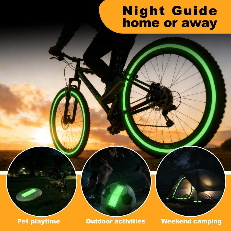 High Brightness Glow in the Dark Tape for Safety Marking, Art Craft DIY, Christmas Deco and Party Accessories. Non-Toxic Adhesive, Waterproof Rechargeable Luminous Tape (1 in X 30 ft) Yellow-Green Light 1 in X 30 ft