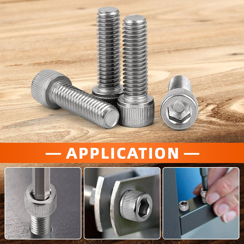 [Australia - AusPower] - 3/8-16 x 1-1/4" Socket Head Cap Screws Bolts, Stainless Steel 18-8 (304), Bright Finish, Fully Threaded, Allen Socket Drive, 10 PCS 3/8-16 x 1-1/4" 